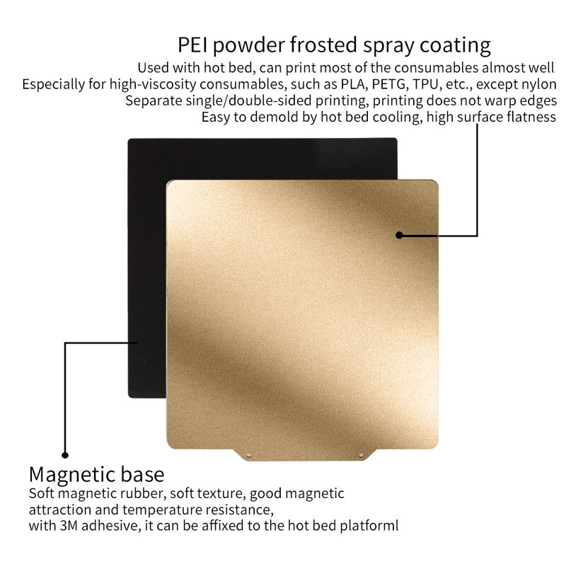 IdeaFormer Neue Doppelseitige Strukturierte PEI Power-Beschichtet Frühling Stahl Blatt Mit Magnetische Basis 220/235/310mm Für 3D Drucker Heißer Bett