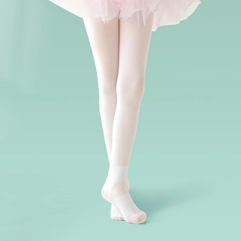 Girls Kids Ballet Tights Soft Dance Pantyhose Seamless White Ballet Stockings Breathable Ballet Tights with Ankle Threads