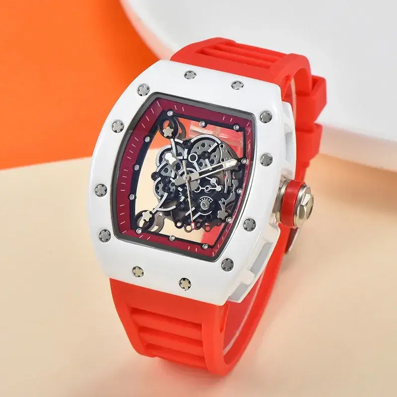 Najwyższej luksusowej marki Richard wodoodporny, wydrążony zegarek z głowa tygrysa ceramicznym olejkiem do mechanicznego chodzenia męski i damski zegarek kwarcowy