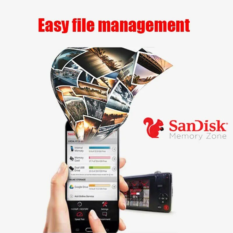 SanDisk-Cartão de Memória Flash para Câmeras Drone e Telefone, Original Cartões Micro SD, SDHC, 16GB, 32GB, 64GB, 128GB, 256GB, SDXC, TF, C10