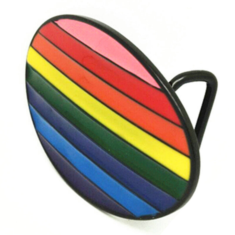 Fibbie per cinture LGBT arcobaleno occidentale in metallo ovale in lega di zinco 3.8cm Dropshipping