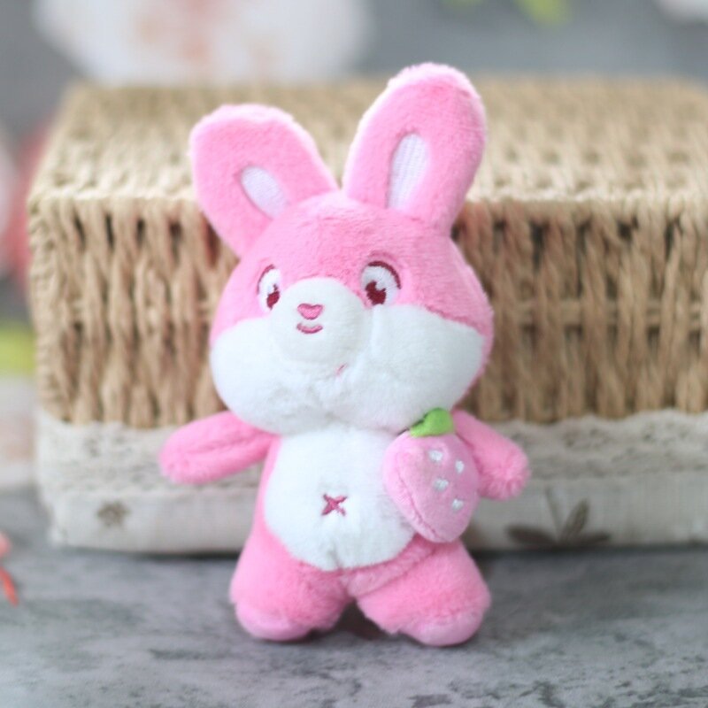 16cm kawaii Erdbeer Kaninchen Plüsch Anhänger Cartoon niedlichen weichen Tieren ausgestopft Plüsch tier Kinder Mädchen Tasche Charme Puppe Geburtstags geschenk