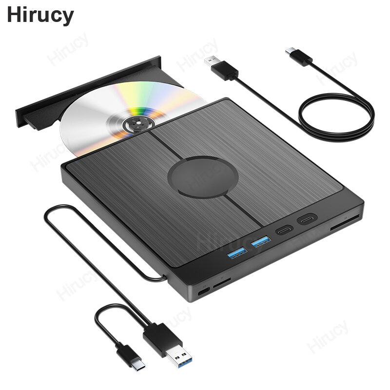 7-in-1 USB 3.0 Tipo C CD Externo DVD RW Unidade óptica Leitor de gravador de DVD Unidade multifuncional para Windows Mac PC Laptop