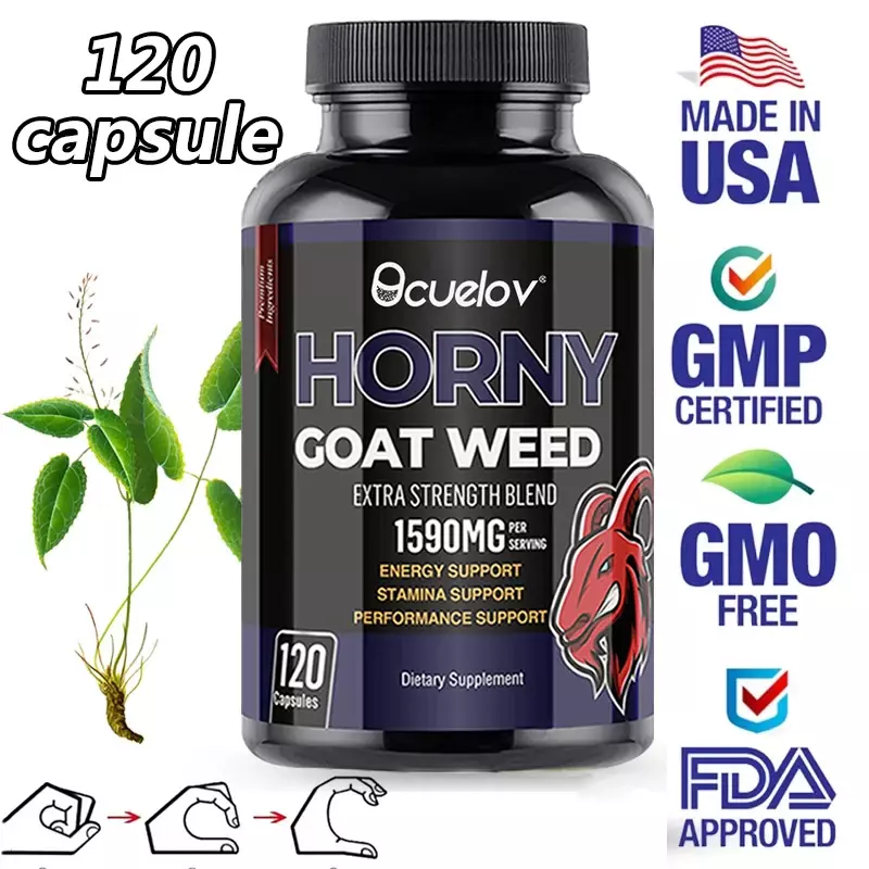 Horny Goat Weed Capsules I meningkatkan energi, fokus, vitalitas dan dukungan kekebalan tubuh | Suplemen ekstrak akar Tongkat Ali