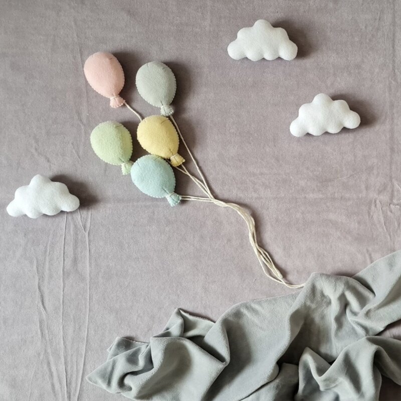 67JC Recém-nascido Photo Props Feltro Nuvem/Balão Set Baby Photoshoot Backdrop Decoração