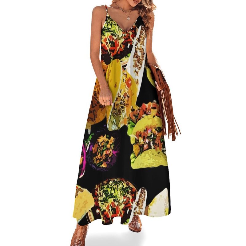Tacos Sleeveless Dress Woman clothing Prom gown clothes for women