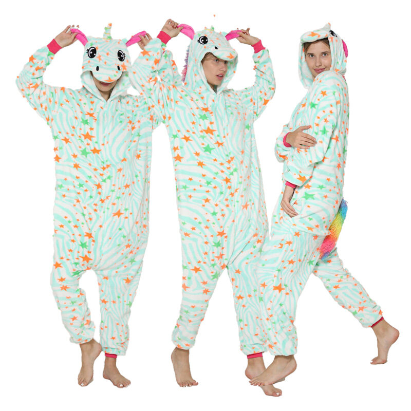 Oversized Flanela Camisolas, manga comprida, com capuz cauda Pijamas, Grosso Pijama térmico, Macacão ao ar livre, Star Pattern, Homewear