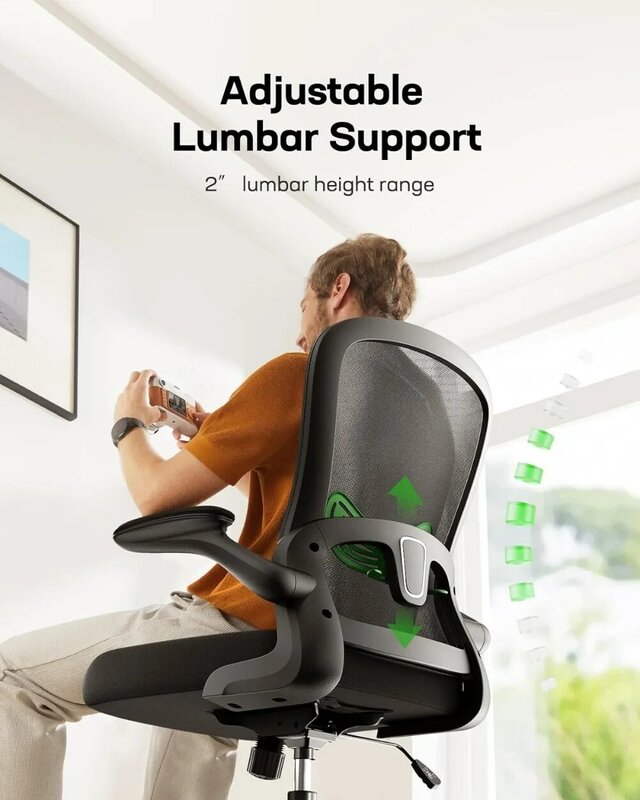 Marsail kursi kantor ergonomis, kursi meja komputer, punggung jala, kantor, dengan penopang pinggang yang dapat disesuaikan