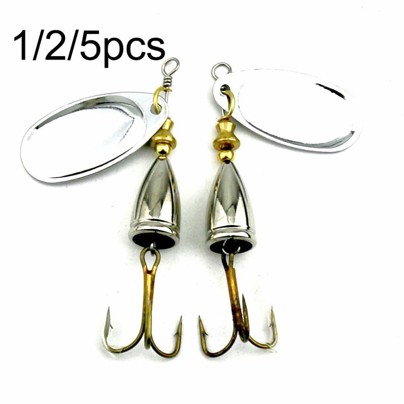 1/2/5Pcs Blade Rotating Spinner Metal Lure Brass Hard Artificial Spoon Bait Copper Freshwater Trout Fishing Tackle Fishing Bait