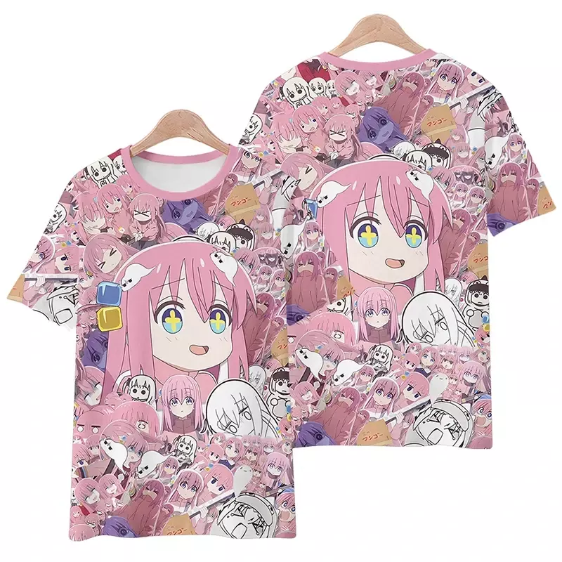 Cómic de Anime japonés BOCCHI THE ROCK, novedad de verano Camiseta con estampado 3D para hombre y mujer, camiseta informal Unisex de moda urbana