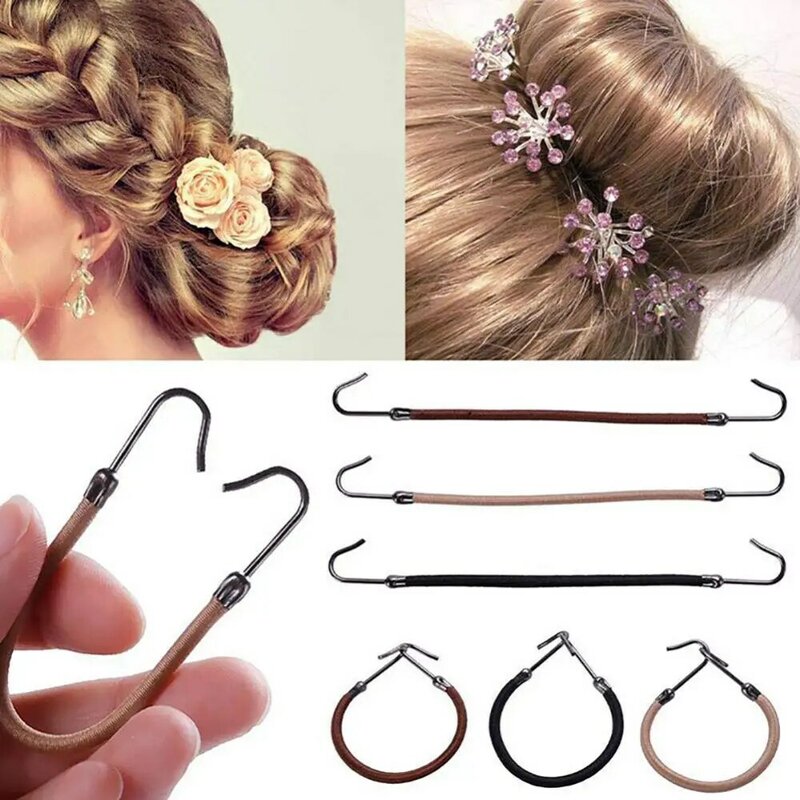 5 Pieces  Trendy Double Hooks Hair Band Rubber High Elastic Designed Hairtie Ponytail Headwear Women  Accessory