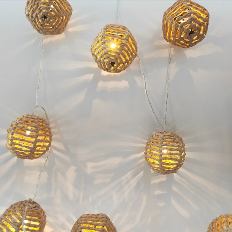 2.5M 10LED Paper Rattan Ball Light Decoration Christmas Festival Light String Light String Pendant stringa di luce intrecciata