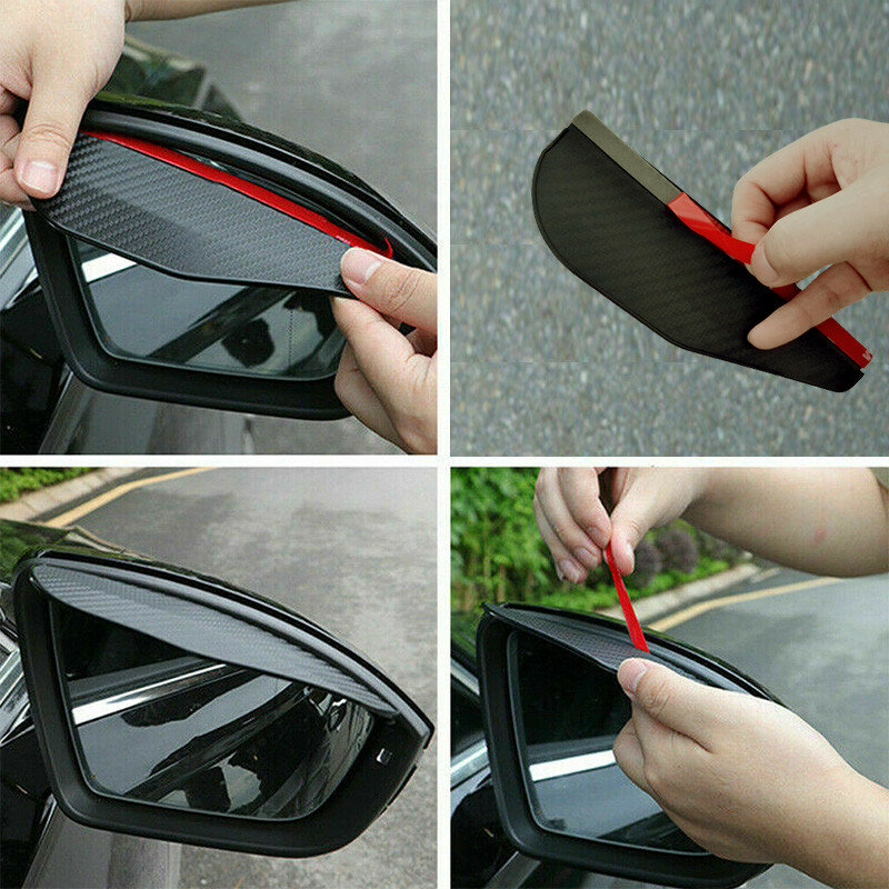 2PCS Car Rearview Mirror Rain Eyebrow Visor Carbon Fiber Car Rearview Side Snow Sun Visor Rain Cover Automob Mirror Accessories