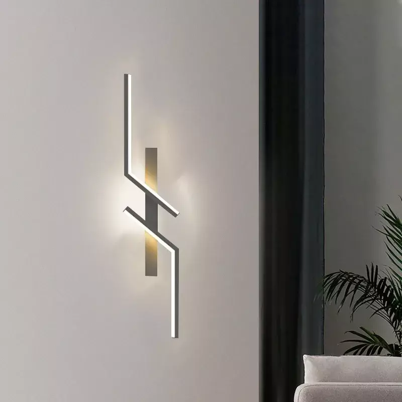 Modern Minimalist Long Wall Lamp Creative Bedroom Bedside Lamp Grille Living Room TV Sofa Background Wall
