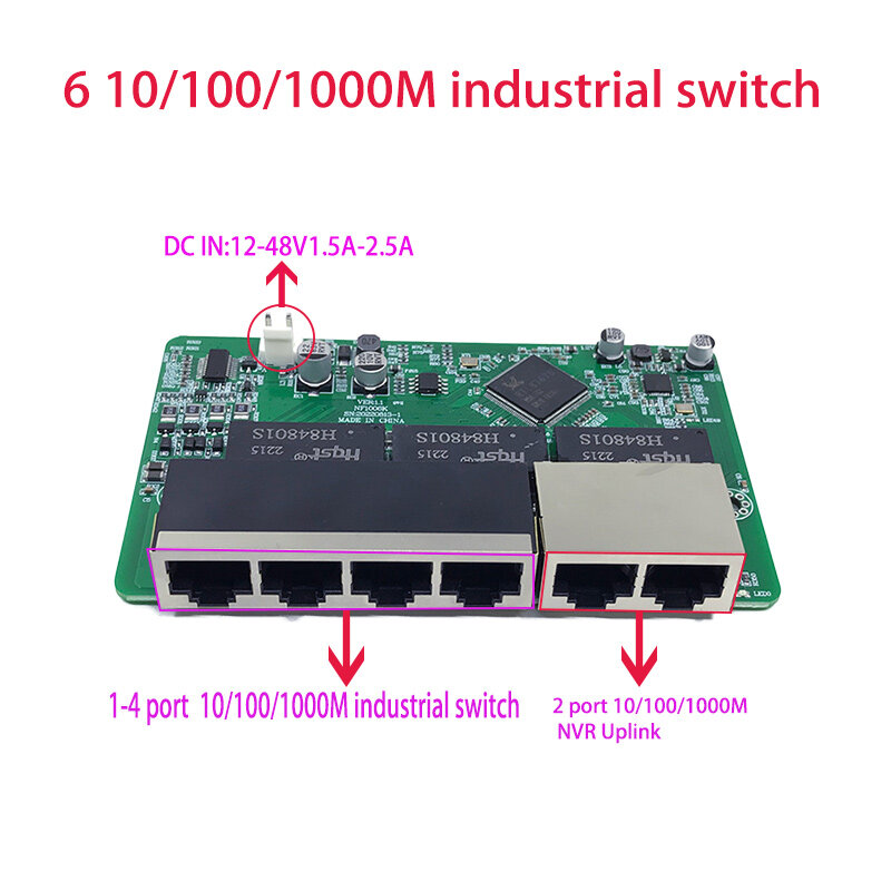 Protokol Standar 802.3AF/AT 48V POE OUT/48V Poe Switch 1000 Mbps POE Poort; 1000 Mbps UP Link Poort; Poe Powered Switch NVR