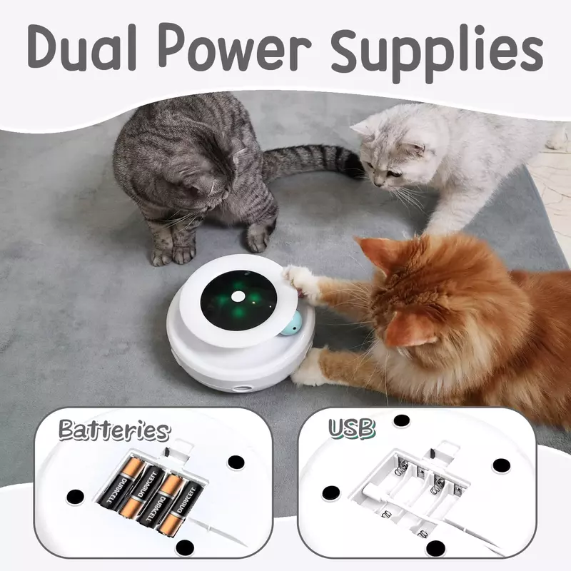 Cat Toys 2 in1 interattivo per gatti da interno, Timer accensione/spegnimento automatico, palline e piuma d'ombra elettronica