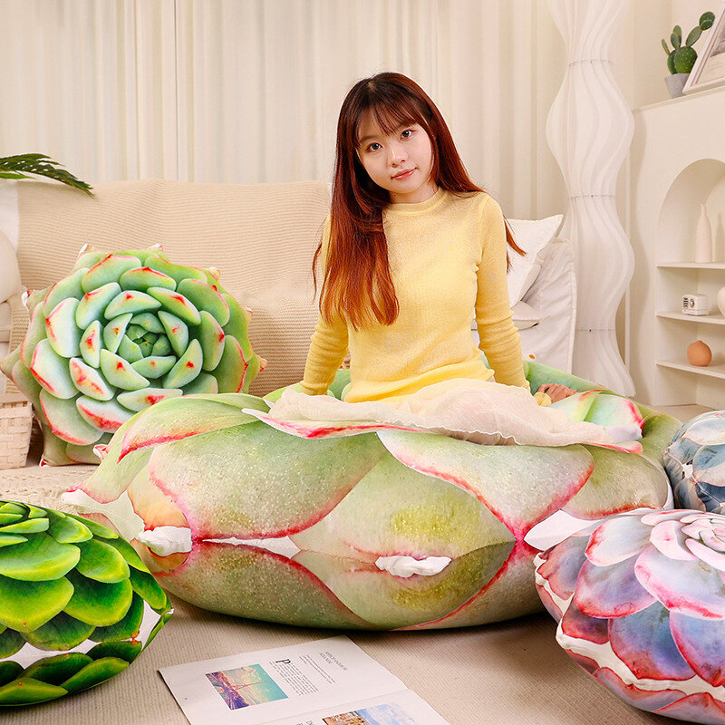 75cm Huge Size 3D Printed Simulated Succulent Plant Cactus Plush Toy Stuffed Lifelike Pillow Sofa Cushion Family Decor Kids Gift