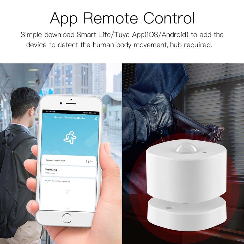 ZigBee PIR Motion Sensor Human Sensor Detector Smart Life Tuya App Control Intelligent Linkage Smart Home Alarm System