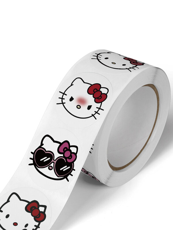 Sanrio Olá Kitty adesivos dos desenhos animados para crianças, Kuromi Cinnamoroll Pochacco adesivos para meninas, DIY Laptop, telefone, diário, 500pcs por rolo