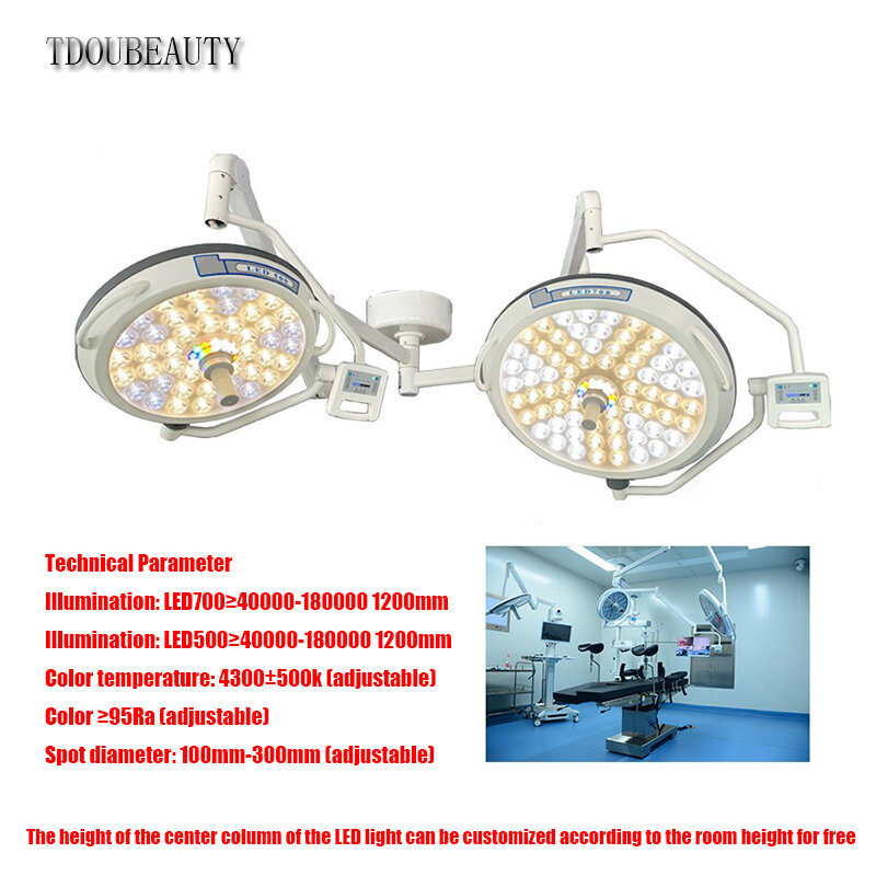 TDOUBEAUTY oświetlenie doustne wysokiej jakości szpitalna sala operacyjna chirurgiczna podwójna do sufitu LED bezcieniowa lampa chirurgiczna