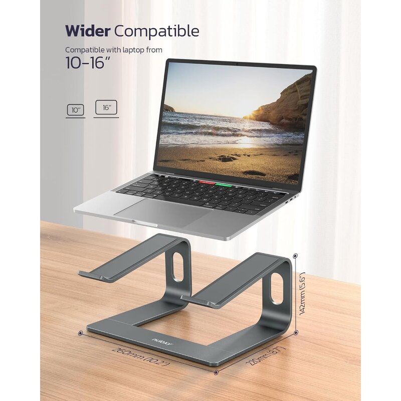 Nulaxy dudukan Laptop ergonomis, dudukan komputer Laptop dapat dilepas untuk meja, dudukan Notebook Riser Laptop Aluminium kompatibel