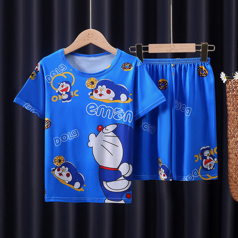 Pijamas de Anime Kawaii para niños, ropa de dormir de seda de leche, conjuntos de ropa de casa para niños, Cinnamoroll Kuromi My Melody, 2024