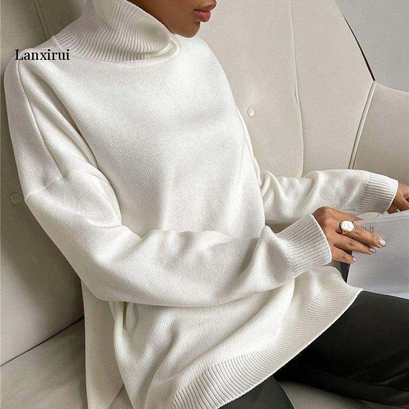 Зимний Повседневный шикарный кашемировый толстый свитер оверсайз пуловеры для женщин 2022 свободный свитер пуловер женский с длинным рукавом