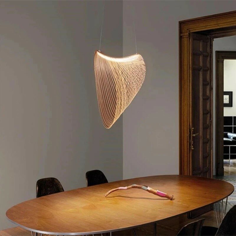 Plafonnier LED en bois au design créatif moderne, en bambou, éclairage d'intérieur, luminaire décoratif de plafond, idéal pour un salon, une salle à manger ou une cuisine