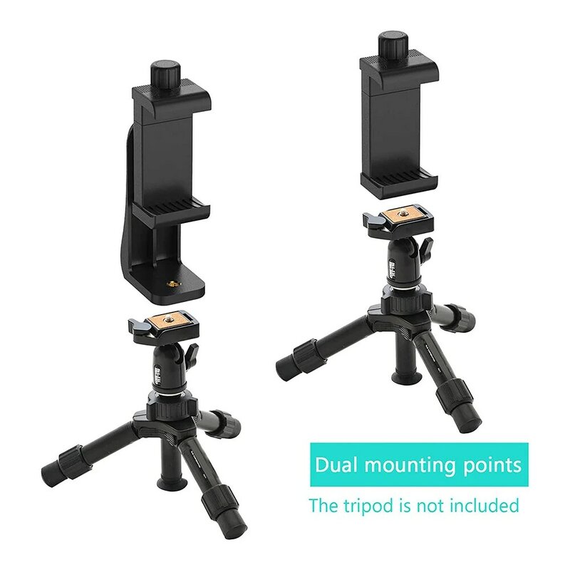 Universal Cell Phone Holder Tripod Mount Selfie Monopod Adapter Smartphone Clip Adjustable Clamp Mount for iPhone 13 12 11 Pro