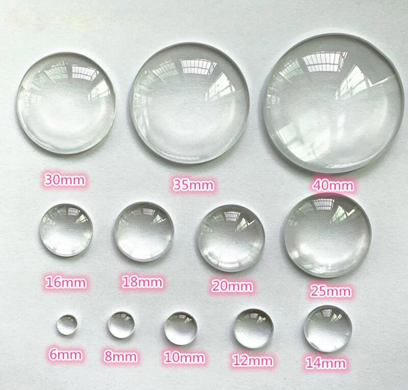 Cabujones de cristal transparente de 8mm-40mm, cabujones redondos de cristal transparente, accesorios de joyería para joyería DIY, pulsera y collar