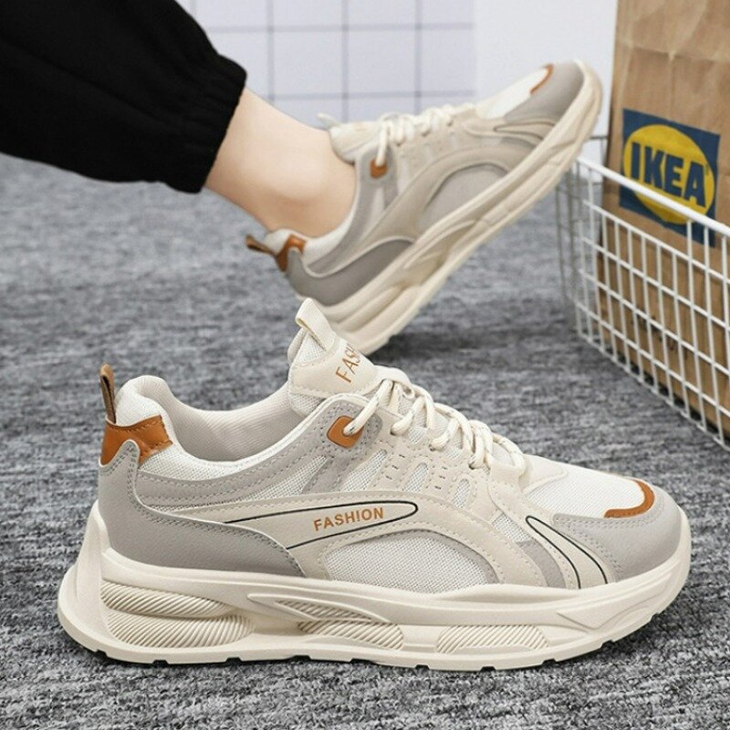 2024New męskie buty na co dzień siateczkowe sznurowane trampki na platformie oddychające modne buty do biegania do tenisa na zewnątrz buty treningowe dla mężczyzn