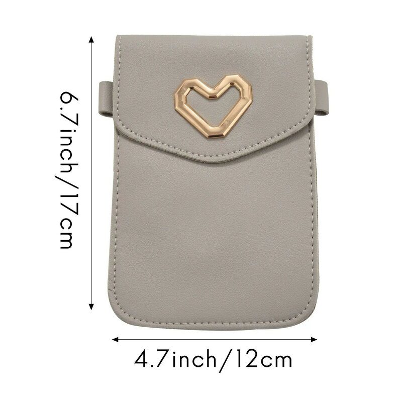 Bolso de hombro para teléfono móvil para niña, bandolera Simple en forma de corazón, Mini bolso de moda para mujer de Pu