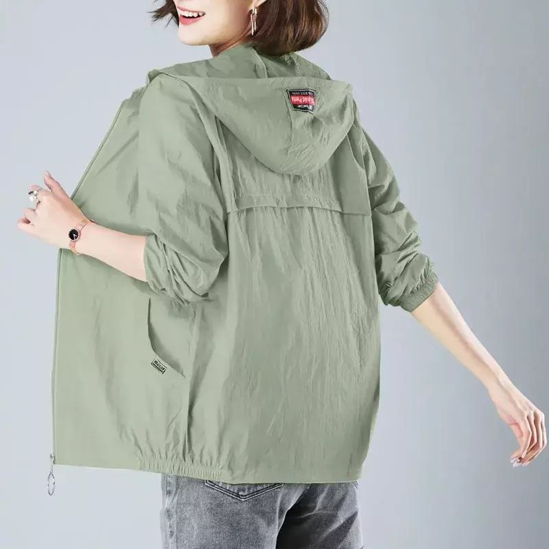 Ice InjSun-Veste à capuche avec fermeture éclair pour femme, manteau anti-ultraviolet, vêtements de protection solaire, nouveau, été, 2023