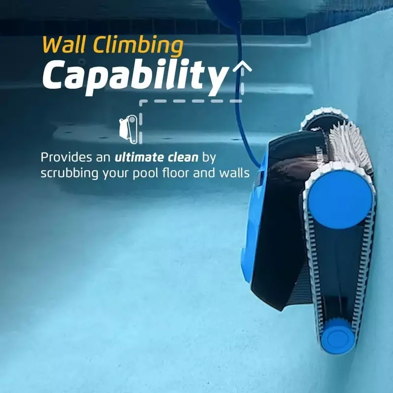 مكنسة نوتلوس CC مكنسة كهربائية آلية لحمام السباحة ، فرشاة تنظيف لتسلق الجدار ، جميع المجمعات تصل إلى 33 قدمًا