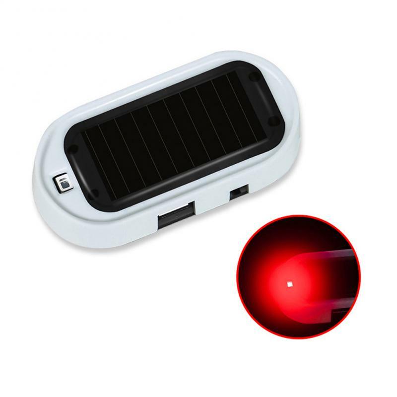 Lampu keamanan LED mobil tenaga surya, 1 ~ 5 buah lampu Alarm LED simulasi Alarm nirkabel peringatan anti-pencurian lampu peringatan berkedip imitasi