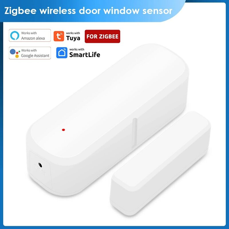 ZigBee Tuya Sensor jendela pintu, detektor terbuka/tertutup detektor keamanan aplikasi perlindungan jarak jauh melalui Alexa Google Home