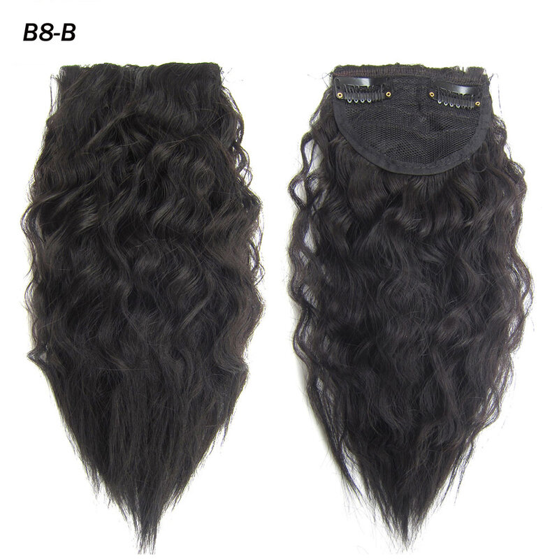 Zolin-flequillo corto y rizado sintético para mujer, extensión de cabello con 2Clips, una pieza, negro, marrón claro