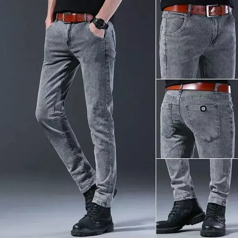 Jeans Slim Fit élastiques pour hommes, pantalons Slim Fit, vêtements de créateurs, mode coréenne, américains polyvalente, automne
