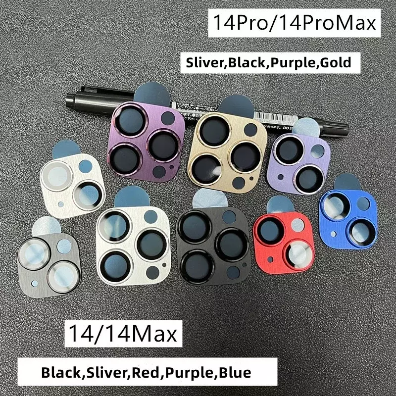 Protezione dell'obiettivo della fotocamera in metallo per iPhone 14 13 15 Pro Max 14 Plus 13mini custodia in vetro temperato in lega di alluminio a copertura totale
