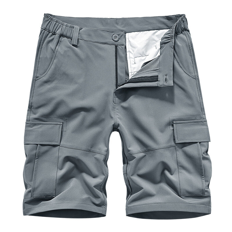 Шорты мужские повседневные однотонные до колена, уличные эластичные штаны-карго с множеством карманов, цвет раньше, 42