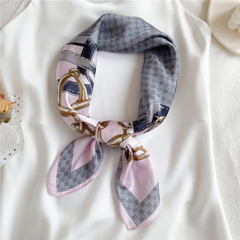NEJANHOM-pañuelo de seda táctil para mujer, cinta cuadrada para el pelo, Hijab, diseño estampado, chal de primavera, Foulard femenino