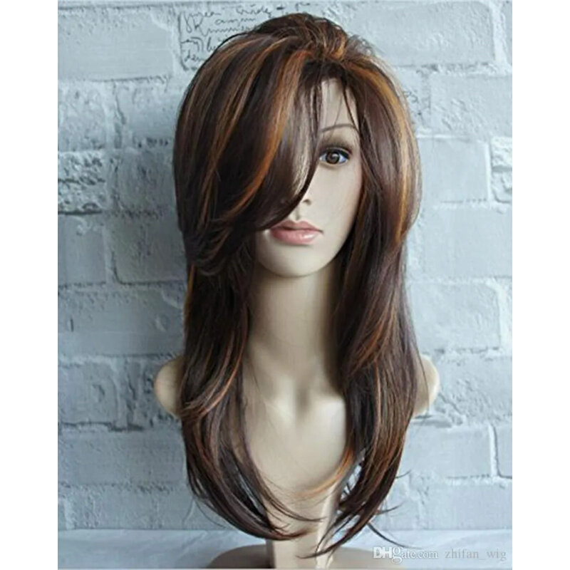 Парики Z & F женские прямые длинные, со светлыми и коричневыми кудрявыми натуральными волосами