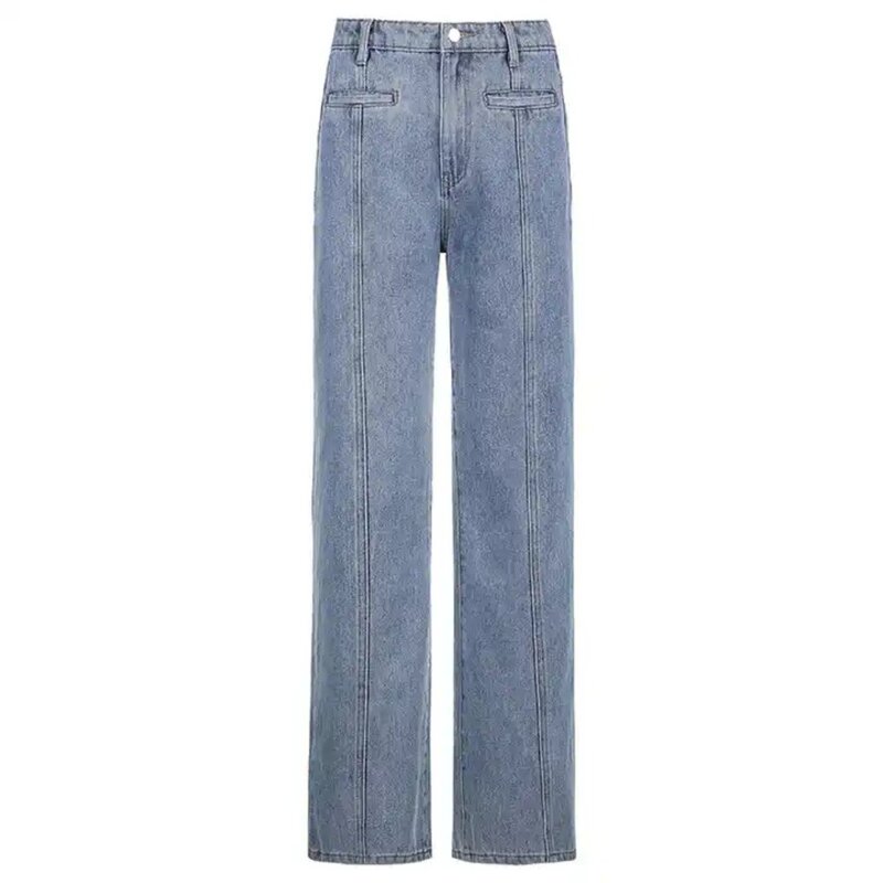 Jeans estrela slim fit cinco pontas vintage feminino, calça reta de perna larga, design estilo europeu e americano, outono