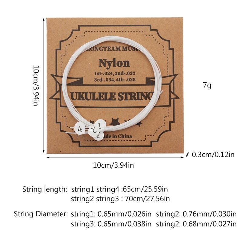 4Pcs Nylon Strings Universal Ukulele String Replacement for 21in 23in 26in Ukuleles Musical Instruments and Equipment