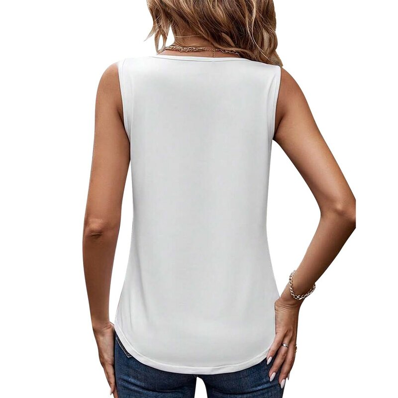 Women's Tank Tops Summer Casual Sleeveless Collar V Neck Shirts Loose Blouses camisas e blusas кофта женская hauts grande taille