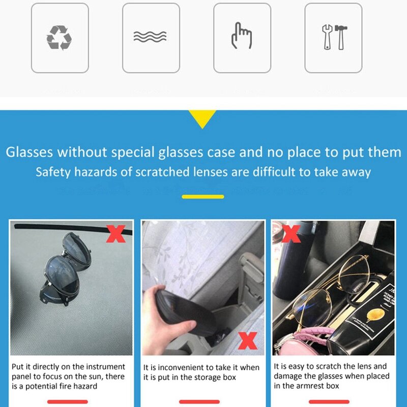 Estuche para gafas de coche, caja de almacenamiento con asa de techo, soporte con Clip para Benz Smart Fortwo 453, 2015-2021