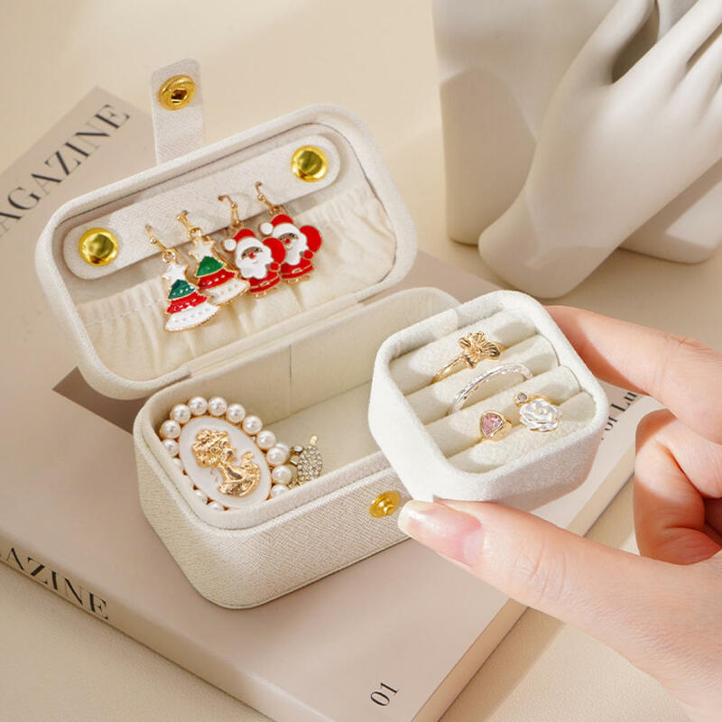 New Mini Portable Jewelry Box for Travel Necklace Earring Ring Storage High-grade PU Leather Women Jewelry Organizer Case Joyero