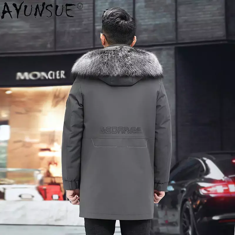 Winter Parkas Men's Fur Coyote Fur Inner Silver Fox Fur Collar Detachable Zipper Warm Coat Thick Clothes Men Clothing FCY4803
