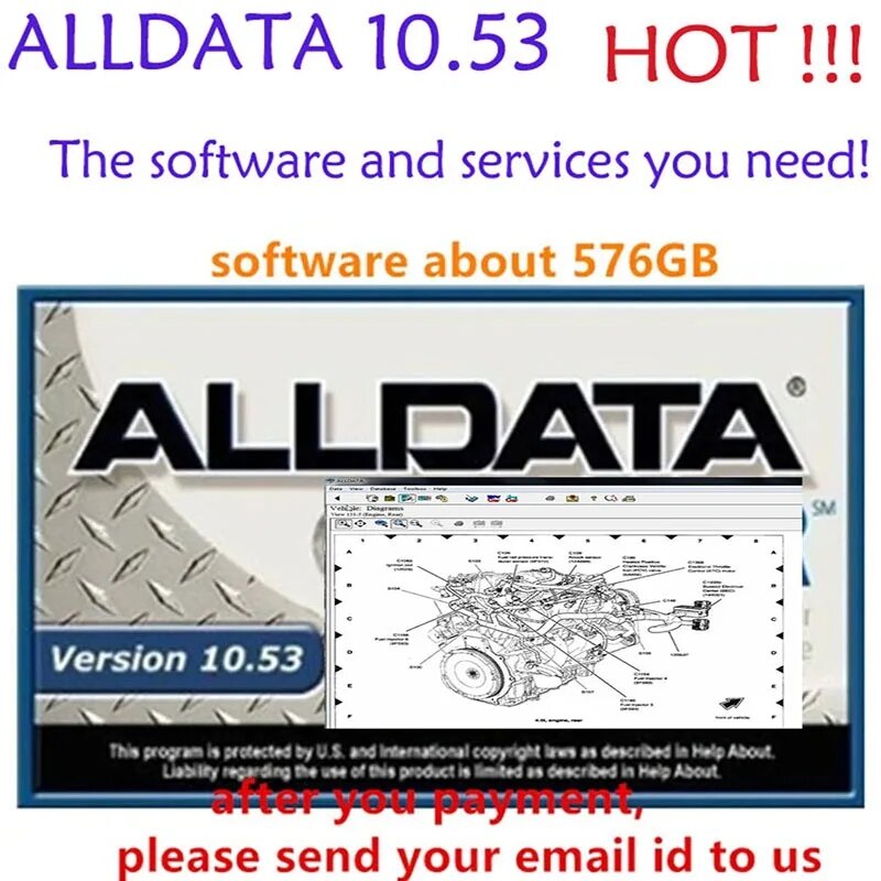Alldata-Software de diagnóstico automotriz, 10,53, 2024, proporciona todos los datos, soporte técnico para coches y camiones, con diagramas de cableado
