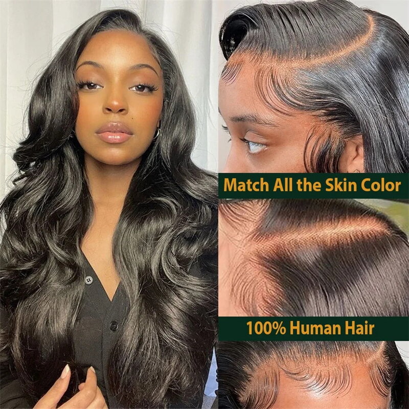 HD Transparente Body Wave Lace Front Wig para Mulheres Negras, Pré Arrastado Cabelo Humano, 13x6, 30 ", 40", 360 ", 13x4